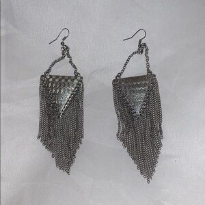 Silver tribal fringe chain earrings!